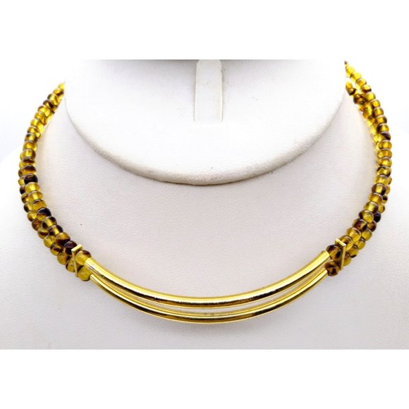 Chic Beaded Memory Wire Choker from Liz Claiborne, Vintage Double Strand Necklac - Picture 1 of 4